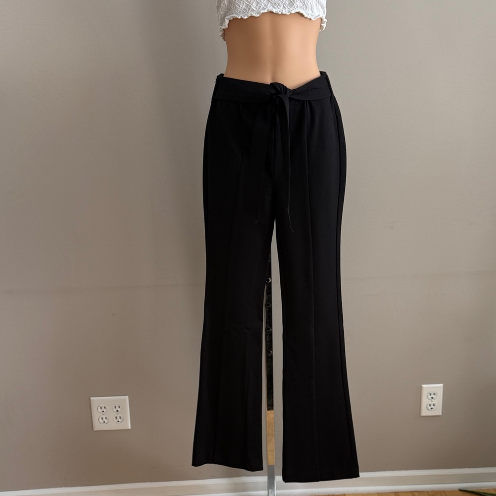 SO Black Flare Pants With Stretch Waist and Belt Size Small